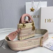 Okify Mini Lady Dior Bag Natural Wicker And Pink Dior Oblique Jacquard - 4