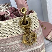 Okify Mini Lady Dior Bag Natural Wicker And Pink Dior Oblique Jacquard - 3