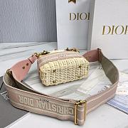 Okify Mini Lady Dior Bag Natural Wicker And Pink Dior Oblique Jacquard - 2