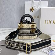 Okify Mini Lady Dior Bag Natural Wicker And Black Dior Oblique Jacquard - 1