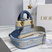 Okify Mini Lady Dior Bag Natural Wicker And Blue Dior Oblique Jacquard - 5