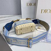 Okify Mini Lady Dior Bag Natural Wicker And Blue Dior Oblique Jacquard - 2