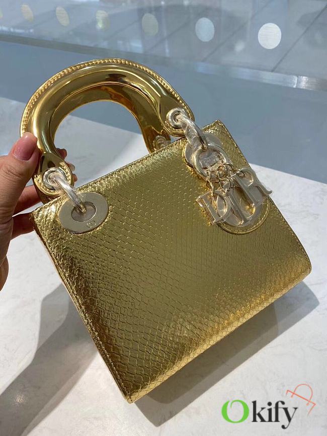 Okify Mini Lady Dior Python Bag Gold - 1