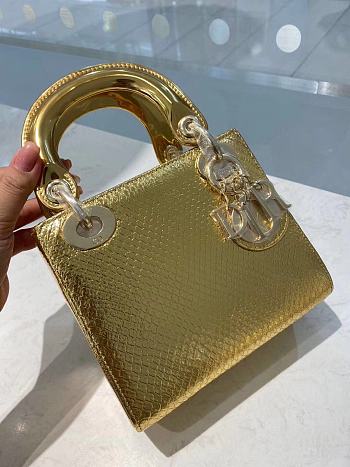 Okify Mini Lady Dior Python Bag Gold