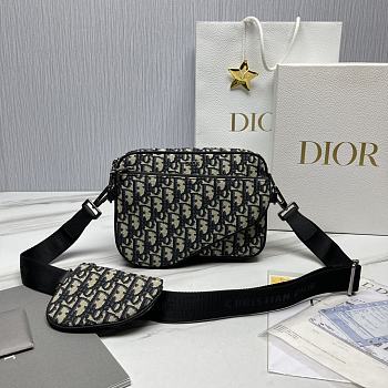 Okify Dior Essentials Saddle Triple Pouch Beige And Black Dior Oblique Jacquard