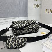 Okify Dior Essentials Saddle Triple Pouch Beige And Black Dior Oblique Jacquard - 6