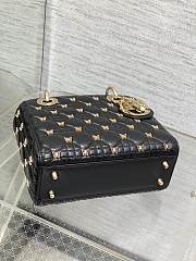 Okify Small Lady Dior Bag Black Cannage Lambskin With Gold-Finish Butterfly Studs - 2