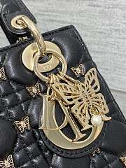 Okify Small Lady Dior Bag Black Cannage Lambskin With Gold-Finish Butterfly Studs - 3