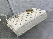 Okify Medium Lady D-Joy Bag White Cannage Lambskin With Gold-Finish Butterfly Studs - 4