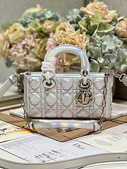 Okify Small Dior Or Lady D-Joy Bag Silver-Tone Iridescent and Metallic Cannage Lambskin - 2