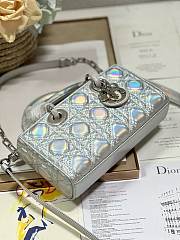 Okify Small Dior Or Lady D-Joy Bag Silver-Tone Iridescent and Metallic Cannage Lambskin - 3