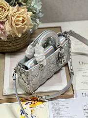 Okify Small Dior Or Lady D-Joy Bag Silver-Tone Iridescent and Metallic Cannage Lambskin - 4