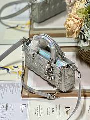 Okify Small Dior Or Lady D-Joy Bag Silver-Tone Iridescent and Metallic Cannage Lambskin - 6