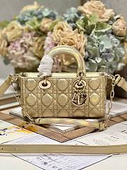 Okify Small Dior Or Lady D-Joy Bag Gold-Tone Iridescent and Metallic Cannage Lambskin - 1