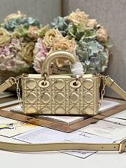 Okify Small Dior Or Lady D-Joy Bag Gold-Tone Iridescent and Metallic Cannage Lambskin - 4