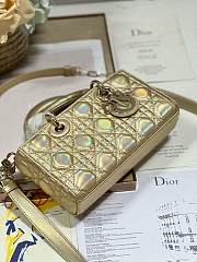 Okify Small Dior Or Lady D-Joy Bag Gold-Tone Iridescent and Metallic Cannage Lambskin - 5