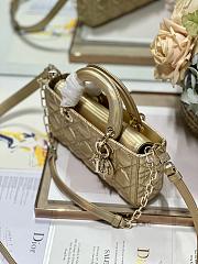 Okify Small Dior Or Lady D-Joy Bag Gold-Tone Iridescent and Metallic Cannage Lambskin - 3