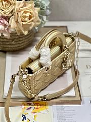 Okify Small Dior Or Lady D-Joy Bag Gold-Tone Iridescent and Metallic Cannage Lambskin - 2