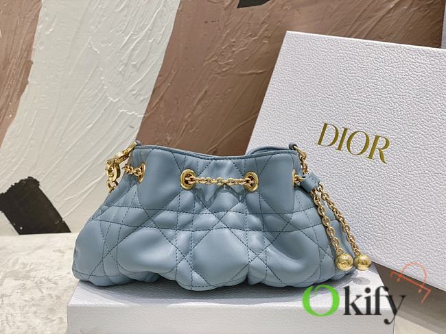 Okify Small Dior Ammi Bag Blue Supple Macrocannage Lambskin - 1