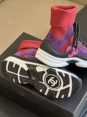 Okify Interlocking CC Logo Sock Sneakers Purple - 3