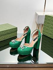 Okify Gucci Platform Pump With Double G Green Patent Leather - 6