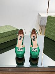 Okify Gucci Platform Pump With Double G Green Patent Leather - 5