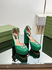 Okify Gucci Platform Pump With Double G Green Patent Leather - 3