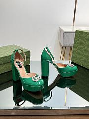 Okify Gucci Platform Pump With Double G Green Patent Leather - 2