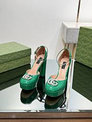 Okify Gucci Platform Pump With Double G Green Patent Leather - 1