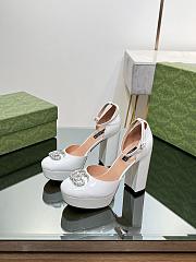 Okify Gucci Platform Pump With Double G White Patent Leather - 6