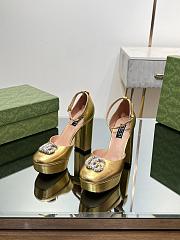 Okify Gucci Platform Pump With Double G Gold Patent Leather - 1