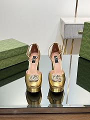 Okify Gucci Platform Pump With Double G Gold Patent Leather - 5