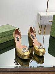 Okify Gucci Platform Pump With Double G Gold Patent Leather - 3