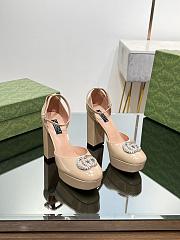 Okify Gucci Platform Pump With Double G Beige Patent Leather - 4
