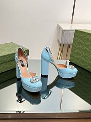Okify Gucci Platform Pump With Double G Blue Patent Leather - 6