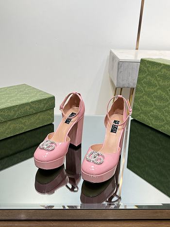 Okify Gucci Platform Pump With Double G Pink Patent Leather