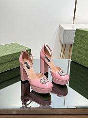 Okify Gucci Platform Pump With Double G Pink Patent Leather - 4