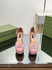 Okify Gucci Platform Pump With Double G Pink Patent Leather - 3