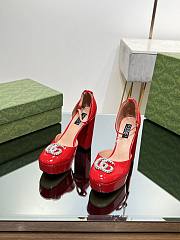 Okify Gucci Platform Pump With Double G Red Patent Leather - 1