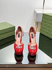 Okify Gucci Platform Pump With Double G Red Patent Leather - 5