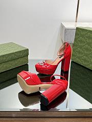 Okify Gucci Platform Pump With Double G Red Patent Leather - 4