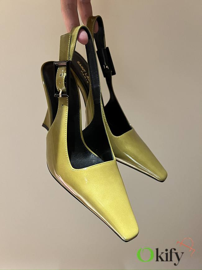 Okify YSL Square Pointed Toe Slingback High Heels 13589 - 1