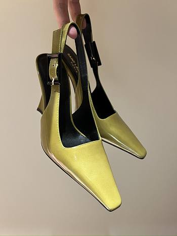 Okify YSL Square Pointed Toe Slingback High Heels 13589