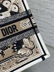 Okify Small Dior Book Tote Beige Multicolor Butterfly Bandana Embroidery - 2