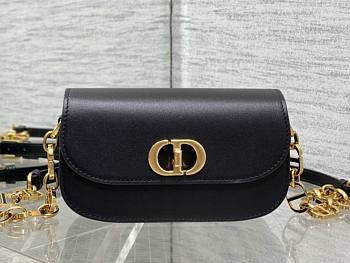 Okify Dior Small 30 Montaigne Avenue Bag Black Box Calfskin