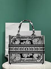 Okify Medium Dior Book Tote Black And White Butterfly Bandana Embroidery - 3