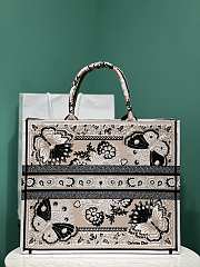Okify Large Dior Book Tote Beige Multicolor Butterfly Bandana Embroidery - 2