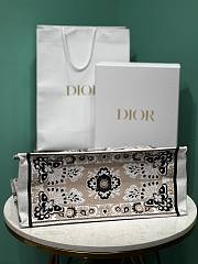 Okify Large Dior Book Tote Beige Multicolor Butterfly Bandana Embroidery - 3