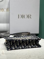 Okify Mini Dior Book Tote With Strap Blue And Beige Dior Oblique Embroidery - 3