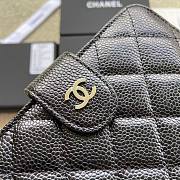 Okify Chanel Zipped Pocket Wallet Quilted Diamond Caviar Black Silver - 6